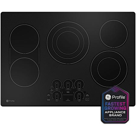 GE Profile 30 Inch Wide 5 Burner Electric Cooktop with Chef Connect and Glide Touch Controls Black