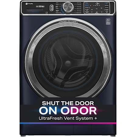 GE Profile 28 Inch Wide 5.3 Cu. Ft. Front Loading Washing Machine with Microban Antimicrobial Technology and UltraFresh Vent System+ with OdorBlock Sapphire Blue