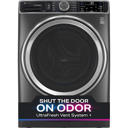 GE Profile 28 Inch Wide 5.5 Cu. Ft. Energy Star Certified Front Loading Washing Machine with Smart Wash and UltraFresh Vent System+ Carbon Graphite