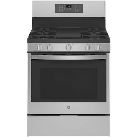 GE Profile Profile 30 Inch Wide 5.6 Cu. Ft. Free Standing Gas Convection Range with Self Clean and No Preheat Air Fry Stainless Steel