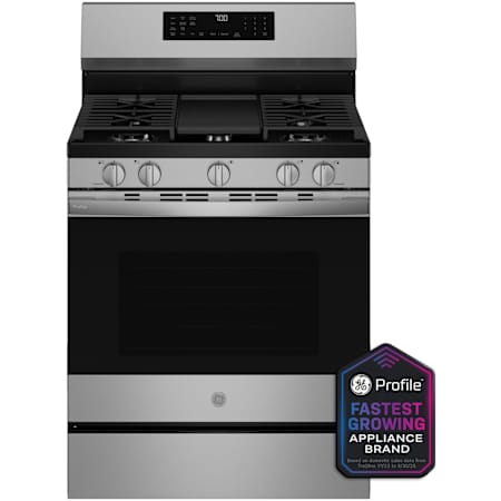 GE Profile 30 Inch Wide 5.3 Cu. Ft. Energy Star Certified Free Standing Fingerprint Resistant Gas Range Fingerprint Resistant Stainless Steel