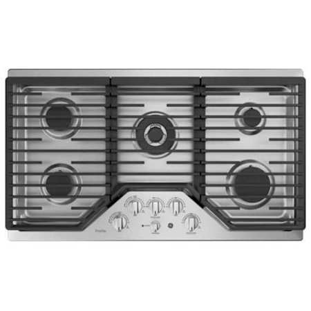 GE Profile Profile 36 Inch Wide 5 Burner Gas Cooktop with Included Extra-Large Griddle Stainless Steel