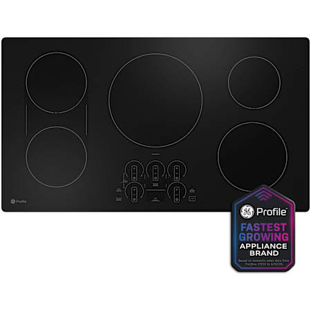 GE Profile 36 Inch Wide 5 Burner Induction Cooktop with Touch Controls and Precision Temperature Control Black / Black