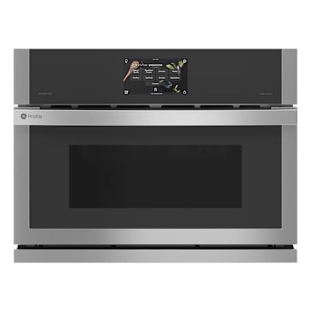 GE Profile 27 Inch Wide 1.7 Cu. Ft. Electric Single Oven with Touch Controls and True European Convection Stainless Steel