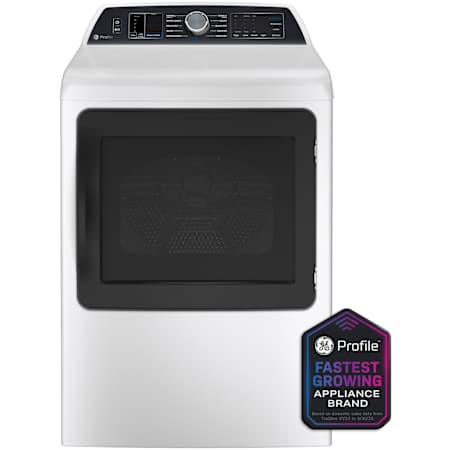 GE Profile GE Profile 27" Wide 7.4 Cu. Ft. Electric Dryer White on White with Silver Backsplash