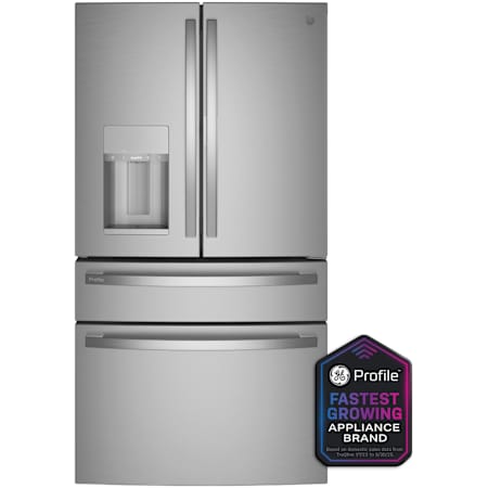 GE Profile 36 Inch Wide 22.3 Cu. Ft. Energy Star Certified Fingerprint Resistant French Door Refrigerator with LED Lights and Turbo Cool Stainless Steel