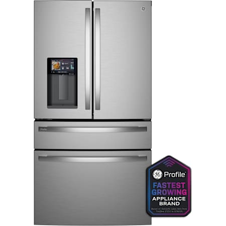 GE Profile 36 Inch Wide 22.43 Cu. Ft. Counter Depth Energy Star Certified Fingerprint Resistant Bottom Freezer Refrigerator with Kitchen Assistant Fingerprint Resistant Stainless Steel