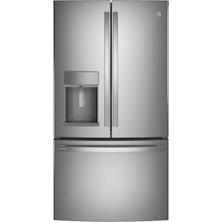 GE Profile 36 Inch Wide 22.2 Cu. Ft. Counter Depth French Door Refrigerator with Hands-Free Autofill and TwinChill Evaporators Stainless Steel