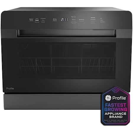 GE Profile 22 Inch Wide 6 Place Setting Built-In, Countertop Front Control Dishwasher with Baby Care Cycle Black