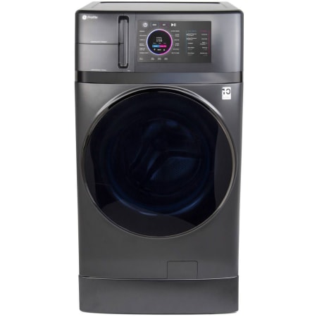 GE Profile 28 Inch Wide 4.8 Cu. Ft. Ultrafast Combo Washer/Dryer with Ventless Heat Pump Technology with 7 Inch Riser Included Carbon Graphite