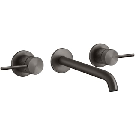 Finish: Gessi Gessi 316 1.2 GPM Wall Mounted Widespread Bathroom Faucet with Extended Spout from the Intreccio Series Black Metal Brushed PVD