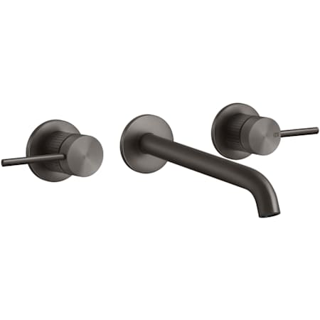 Finish: Gessi Gessi 316 1.2 GPM Wall Mounted Widespread Bathroom Faucet with Extended Spout from the Meccanica Series Black Metal Brushed PVD