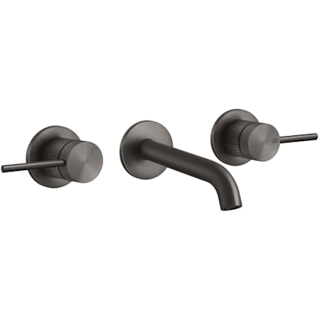 Finish: Gessi Gessi 316 1.2 GPM Wall Mounted Widespread Bathroom Faucet from the Cesello Series Black Metal Brushed PVD