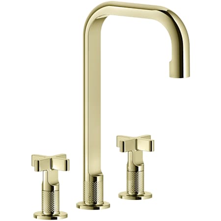 Finish: Gessi Inciso 1.2 GPM Tall Widespread Bathroom Faucet with Pop-Up Drain Assembly and Dual Cross Handles Brass PVD