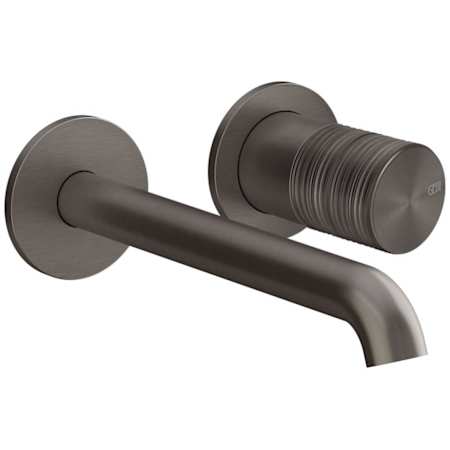 Finish: Gessi Habito 1.2 GPM Wall Mounted Widespread Bathroom Faucet from the Trame Series Black Metal Brushed PVD