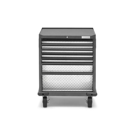 Gladiator Premier 28 Inch Wide Pre-Assembled 7 Drawer Modular Tool Storage Cabinet Silver Tread