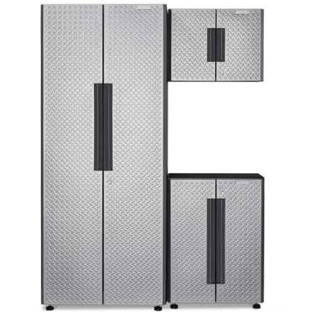 Gladiator Flex Cabinet System I 54 Inch Wide Free Standing and Wall Mounted Garage Storage Cabinet with Soft Close Doors Silver Tread
