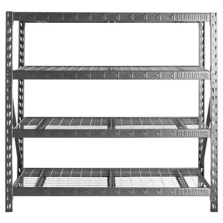 Gladiator 77" Wide 3 Shelf Metal Heavy Duty Rack with 24" Deep Shelves Hammered Granite
