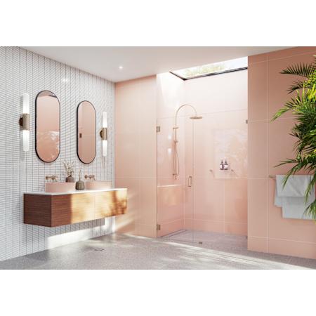 Glass Warehouse Illume 78" High x 59" Wide Hinged Frameless Shower Door with Clear Glass Brushed Bronze