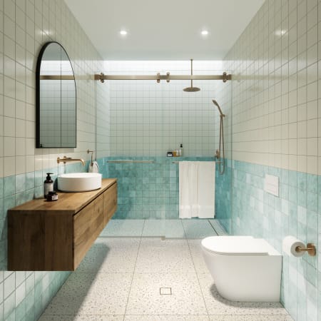 Glass Warehouse Polaris 78" High x 60" Wide Bypass Frameless Shower Door with Clear Glass Brushed Bronze