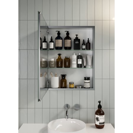 Glass Warehouse Yana 20" x 26" Frameless Single Door Medicine Cabinet Brushed Aluminum