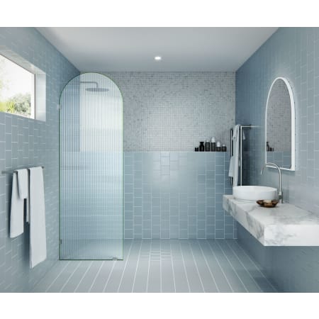 Glass Warehouse Maven 86-3/4" High x 28" Wide Shower Screen Frameless Shower Door with Ribbed Glass Brushed Nickel