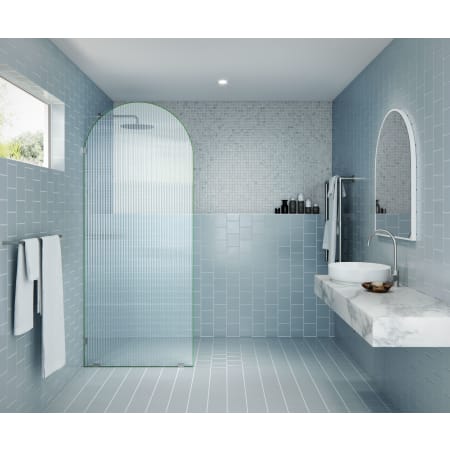 Glass Warehouse Maven 86-3/4" High x 34" Wide Shower Screen Frameless Shower Door with Ribbed Glass Brushed Nickel