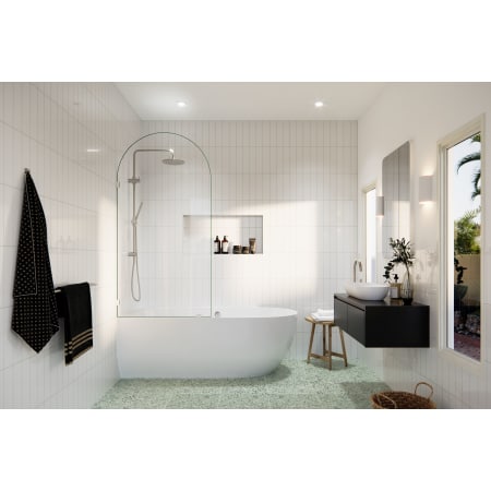 Glass Warehouse Venus 66-3/4" High x 34" Wide Shower Screen Frameless Tub Door with Clear Glass Brushed Nickel