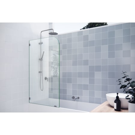 Glass Warehouse Solaris 58-1/4" High x 34" Wide Fixed Frameless Shower/Tub Screen with Clear Glass Brushed Nickel