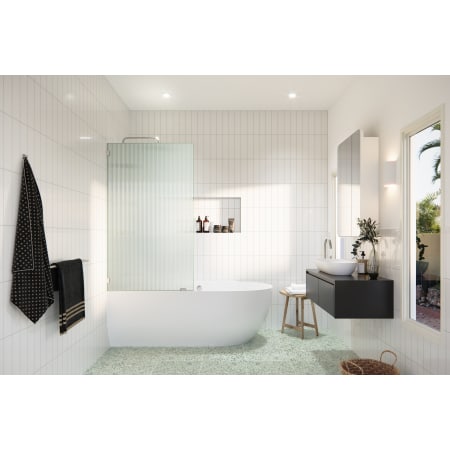 Glass Warehouse Gaia 58-1/4" High x 34" Wide Shower Screen Frameless Tub Door with Ribbed Glass Brushed Nickel