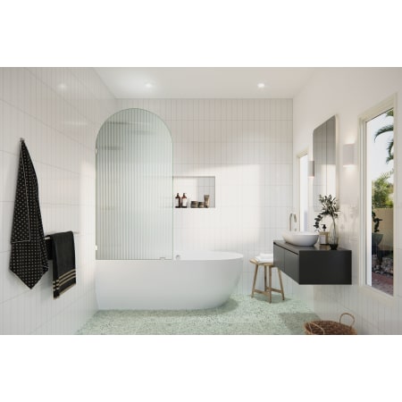 Glass Warehouse Maven 66-3/4" High x 34" Wide Shower Screen Frameless Tub Door with Ribbed Glass Brushed Nickel