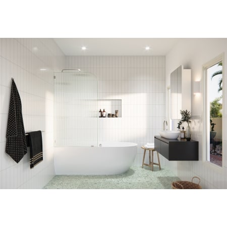 Glass Warehouse Aurora 58-1/4" High x 34" Wide Shower Screen Frameless Tub Door with Ribbed Glass - Left Handed Brushed Nickel