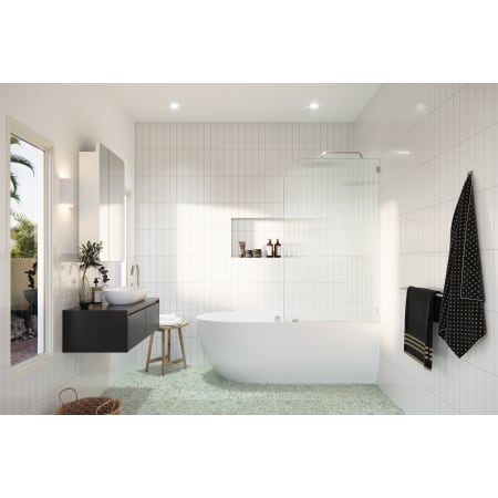 Glass Warehouse Aurora 58-1/4" High x 34" Wide Shower Screen Frameless Tub Door with Ribbed Glass - Right Handed Brushed Nickel