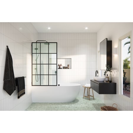 Glass Warehouse Esprit 58-1/4" High x 34" Wide Shower Screen Frameless Tub Door with Clear Glass Matte Black