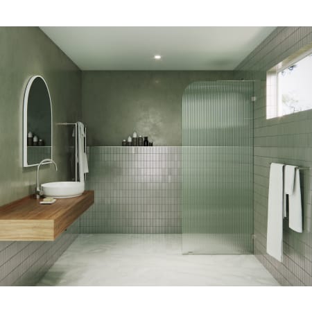 Glass Warehouse Aurora 78" High x 30" Wide Shower Screen Frameless Shower Door with Ribbed Glass - Right Handed Brushed Nickel