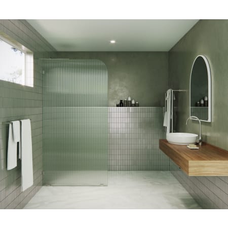 Glass Warehouse Aurora 78" High x 40" Wide Shower Screen Frameless Shower Door with Ribbed Glass - Left Handed Brushed Nickel