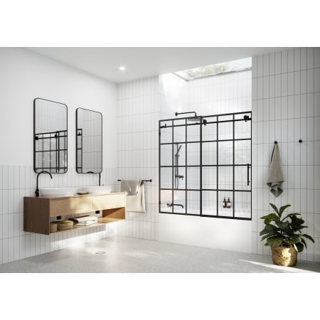 Glass Warehouse Esprit 60" High x 60" Wide Sliding Frameless Tub Door with Clear Glass - Right Handed Matte Black