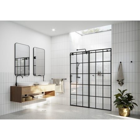 Glass Warehouse Esprit 78" High x 60" Wide Sliding Frameless Shower Door with Clear Glass - Left Handed Matte Black