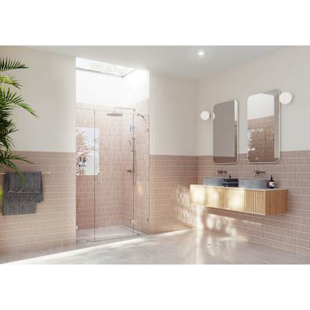 Glass Warehouse Stellar 78" High x 50-3/4" Wide Hinged Frameless Shower Door with Clear Glass Brushed Nickel