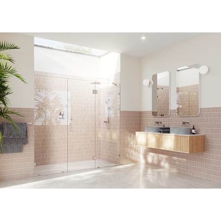 Glass Warehouse Stellar 78" High x 95" Wide Hinged Frameless Shower Door with Clear Glass Brushed Nickel