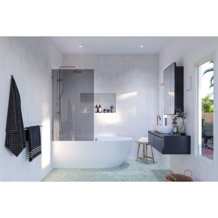 Glass Warehouse Ursa 58-1/4" High x 34" Wide Shower Screen Frameless Tub Door with Grey Tinted Glass Brushed Bronze