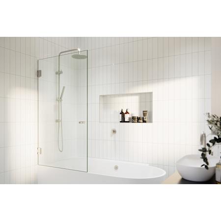 Glass Warehouse Albedo 58" High x 34" Wide Hinged Frameless Tub Door with Clear Glass Brushed Nickel