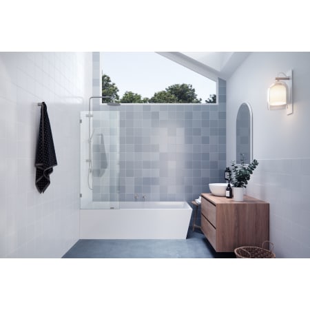 Glass Warehouse Vela 58-1/4" High x 23-1/2" Wide Shower Screen Frameless Tub Door with Clear Glass Brushed Nickel