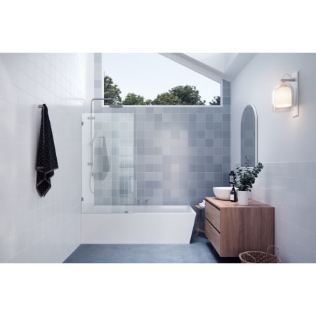 Glass Warehouse Vela 58-1/4" High x 31-1/2" Wide Shower Screen Frameless Tub Door with Clear Glass Brushed Nickel