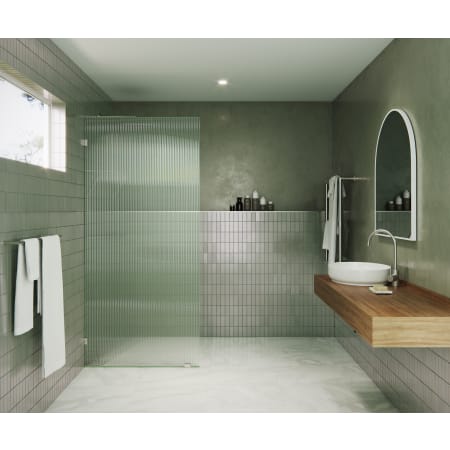 Glass Warehouse Gaia 78" High x 34" Wide Shower Screen Frameless Shower Door with Ribbed Glass Brushed Nickel