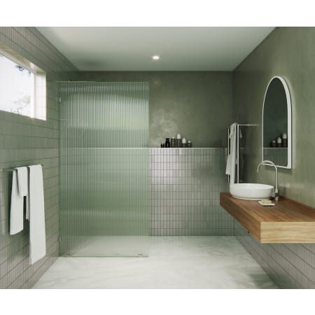 Glass Warehouse Gaia 78" High x 38" Wide Shower Screen Frameless Shower Door with Ribbed Glass Brushed Nickel