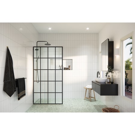 Glass Warehouse Esprit 78" High x 38" Wide Shower Screen Frameless Shower Door with Clear Glass Matte Black