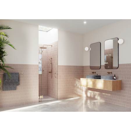 Glass Warehouse Halo 78" High x 34" Wide Hinged Frameless Shower Door with Clear Glass Brushed Bronze