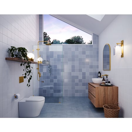 Glass Warehouse Vela 78" High x 36" Wide Shower Screen Frameless Shower Door with Clear Glass Satin Brass