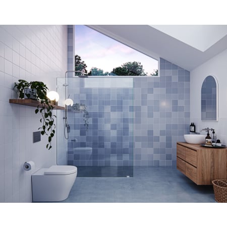 Glass Warehouse Vela 78" High x 55" Wide Shower Screen Frameless Shower Door with Clear Glass Brushed Nickel